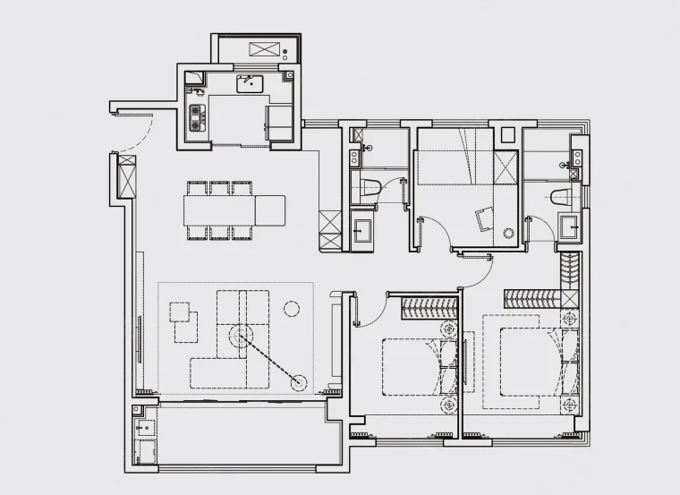  3室2厅2卫 125㎡户型图