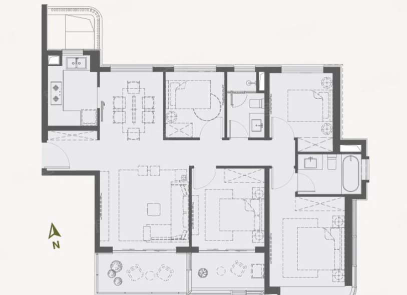  4室2厅2卫 137㎡户型图