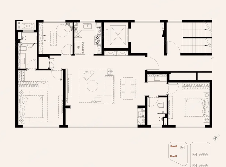  3室2厅2卫 135㎡户型图
