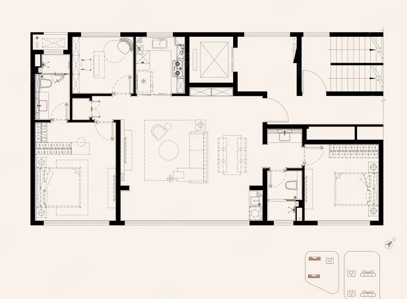  3室2厅2卫 135㎡户型图