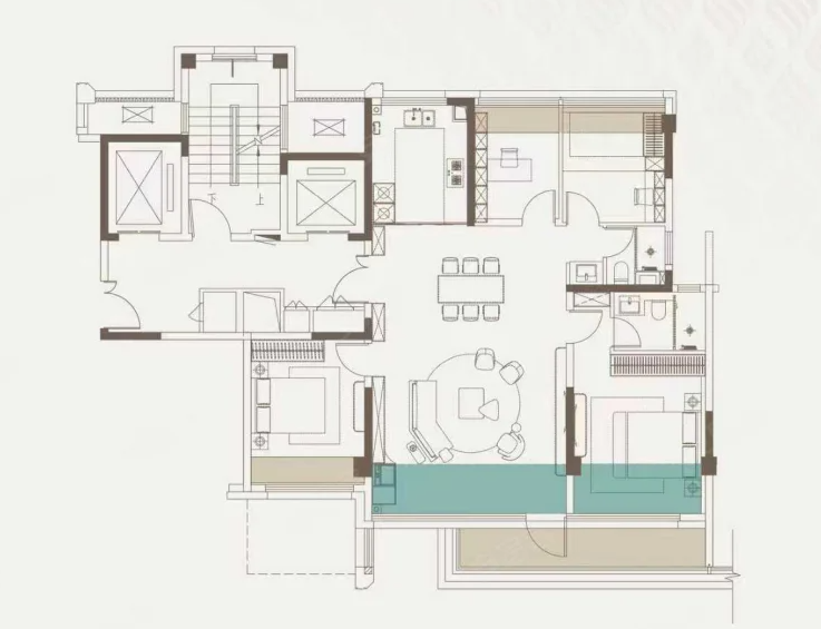  4室2厅2卫 128㎡户型图