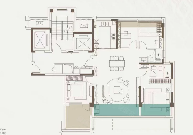  4室2厅2卫 128㎡户型图