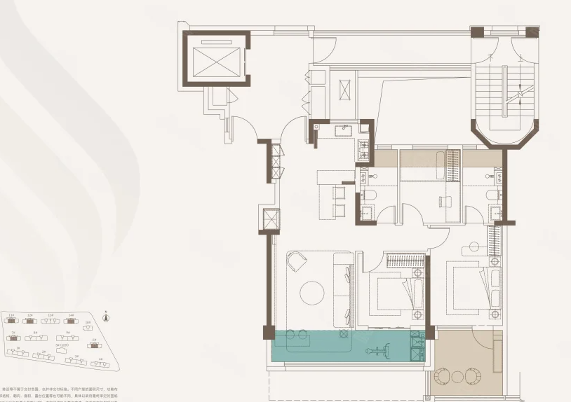  3室2厅1卫 103㎡户型图