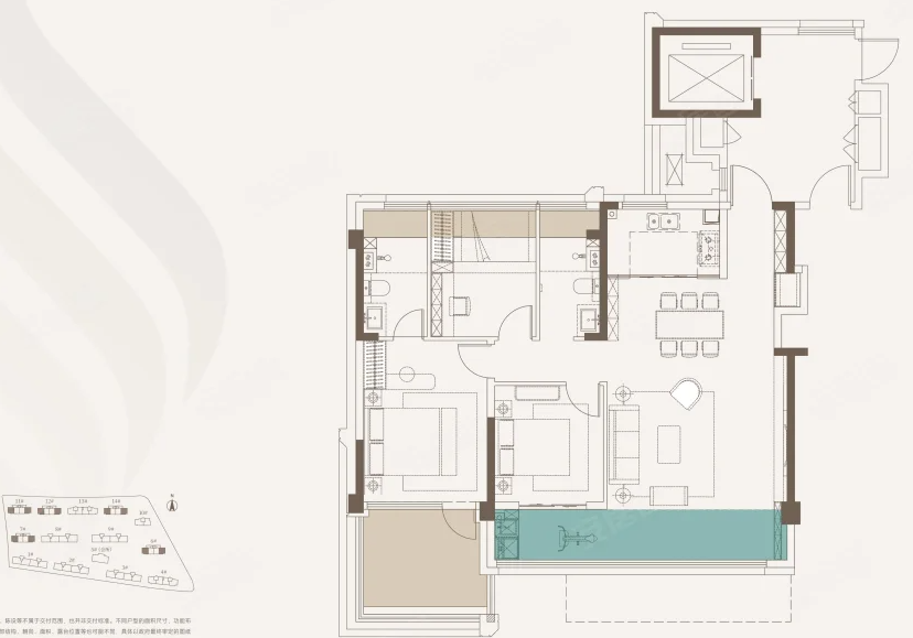  3室2厅2卫 115㎡户型图