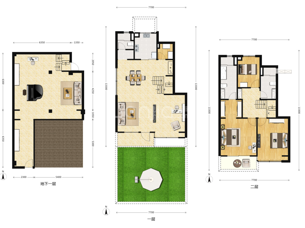  3室3厅3卫 228㎡户型图