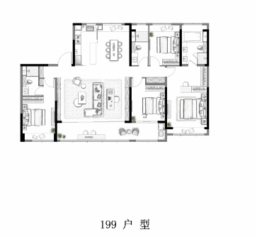  4室2厅3卫 199㎡户型图