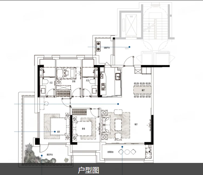  3室2厅2卫 120㎡户型图