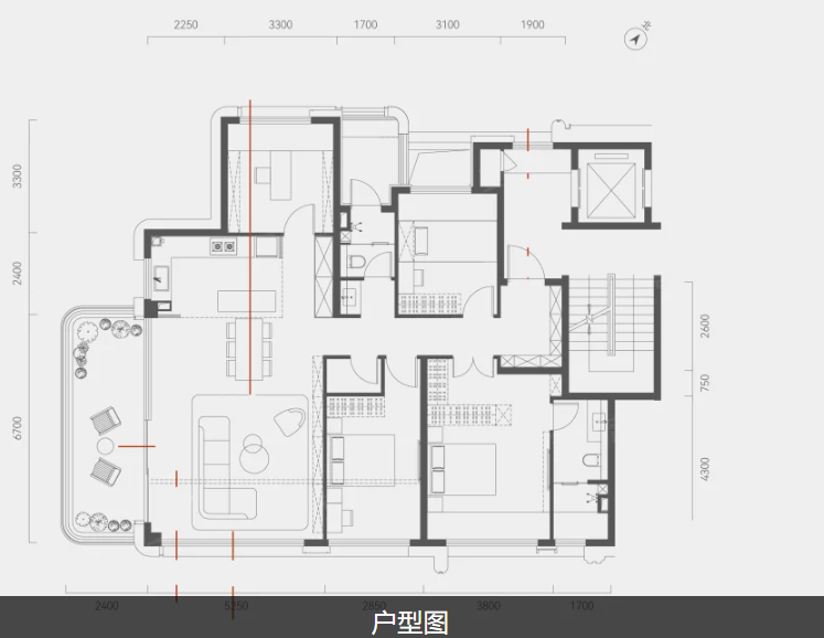  4室2厅2卫 139㎡户型图