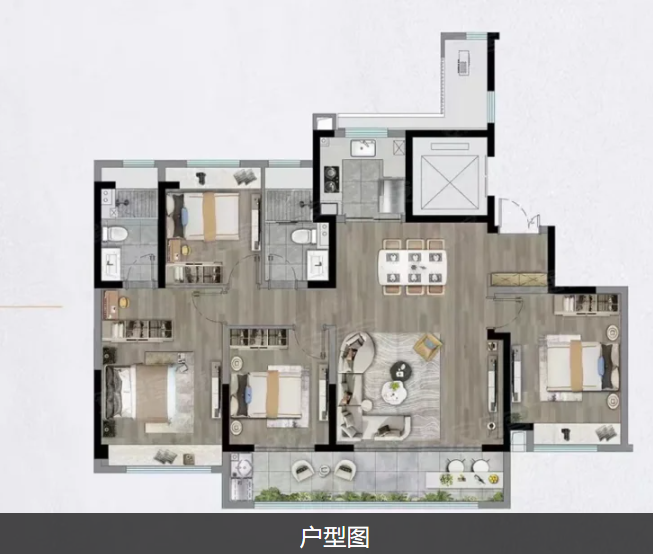  4室2厅2卫 143㎡户型图