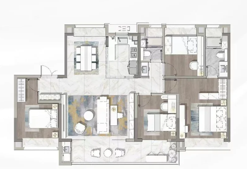  4室2厅2卫 143㎡户型图
