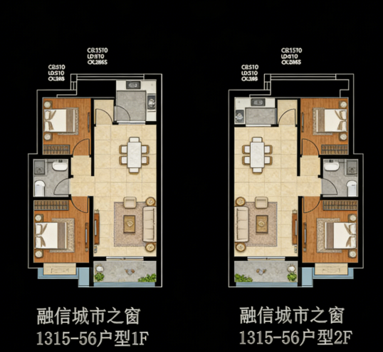  1室1厅1卫 56㎡户型图