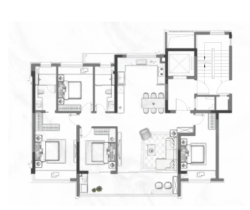  4室2厅2卫 143㎡户型图