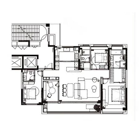  4室2厅3卫 180㎡户型图