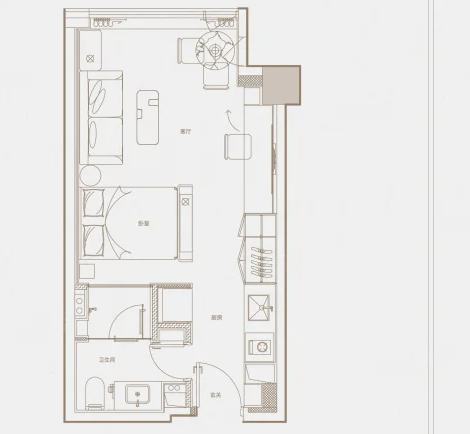  1室1厅1卫 46㎡户型图