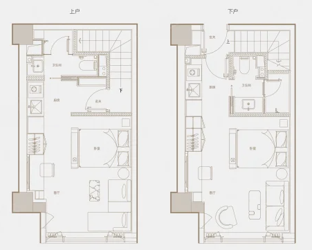  2室2厅2卫 46㎡户型图