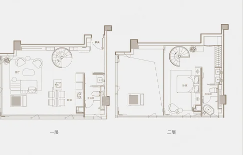  2室2厅2卫 76㎡户型图