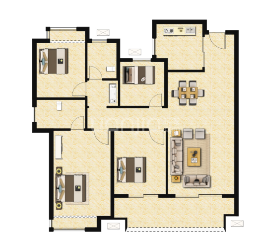  4室2厅2卫 119㎡户型图