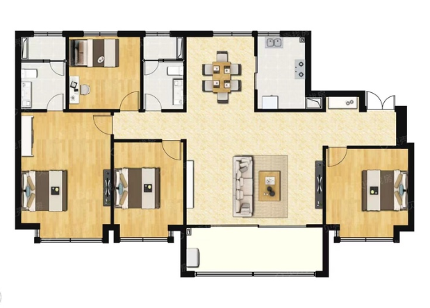  4室2厅2卫 142㎡户型图