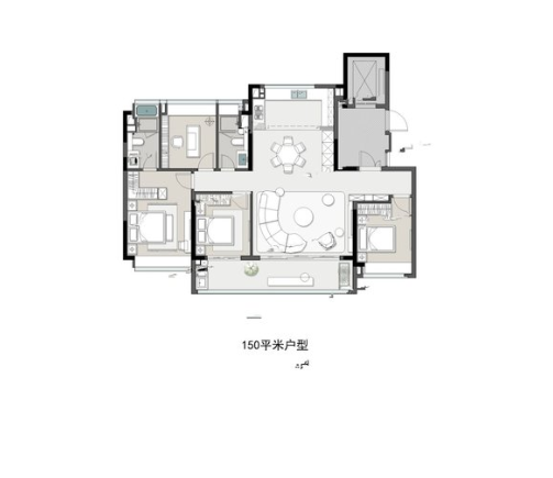  4室2厅2卫 150㎡户型图