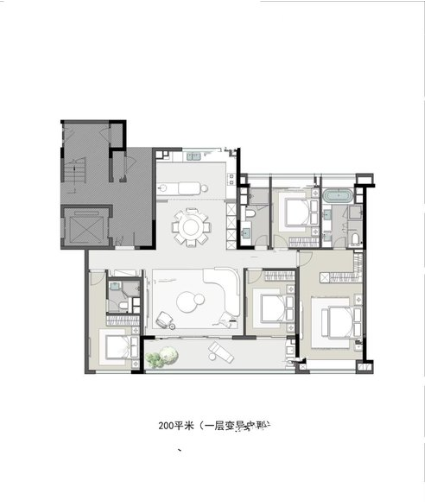  4室2厅3卫 200㎡户型图