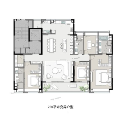  4室2厅3卫 230㎡户型图
