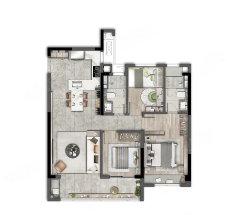  3室2厅2卫 109㎡户型图