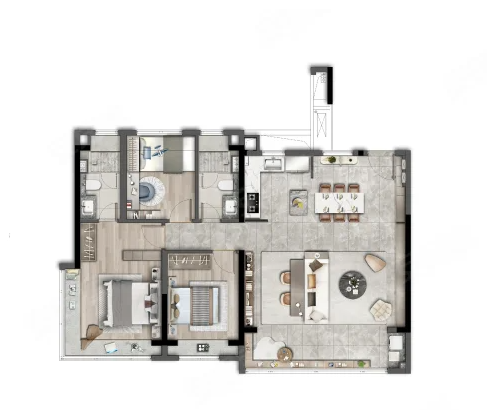  3室2厅2卫 129㎡户型图
