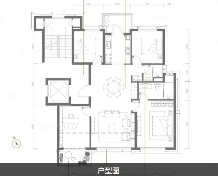  4室2厅2卫 117㎡户型图