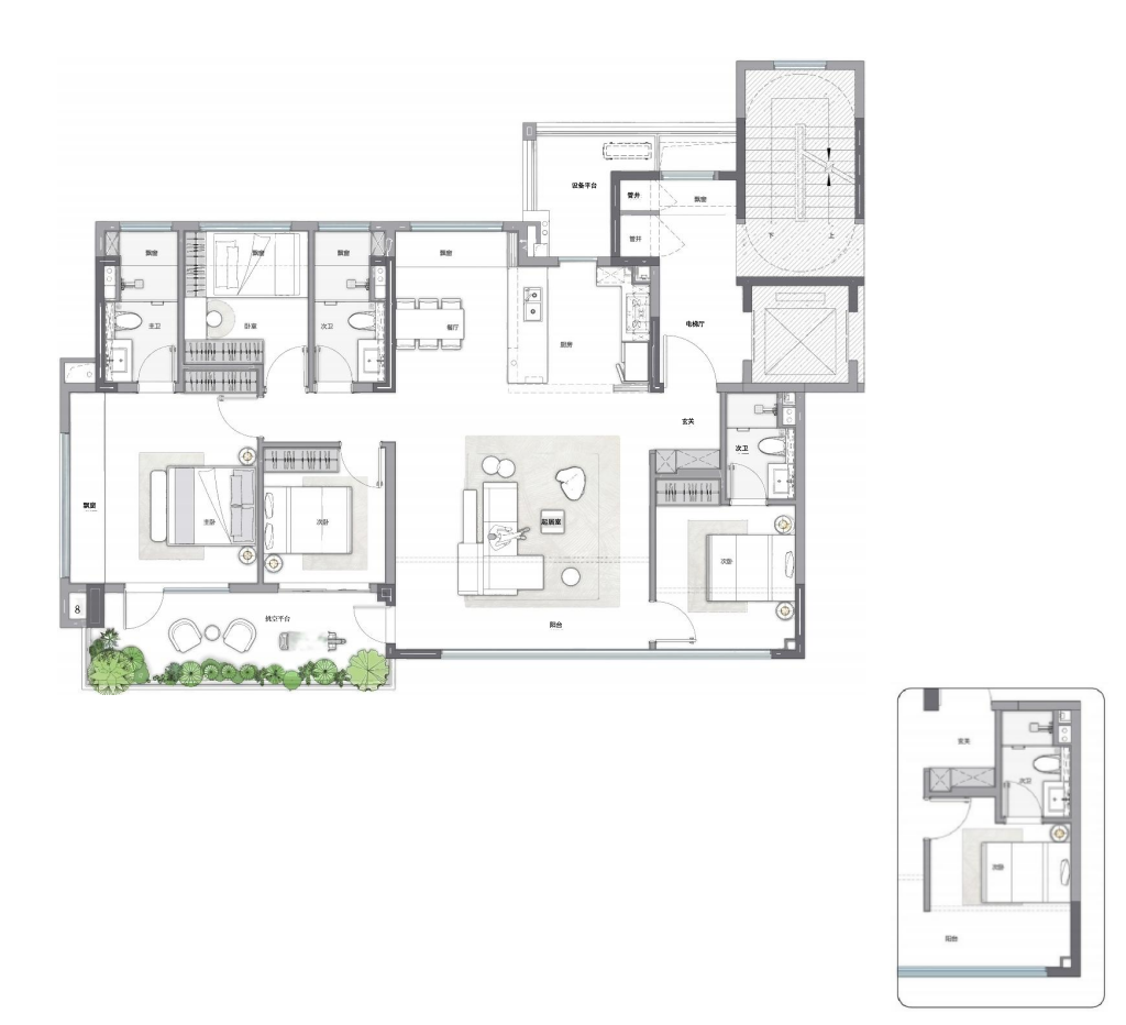  4室2厅3卫 140㎡户型图