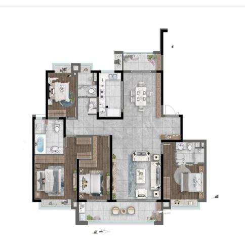  4室2厅2卫 192㎡户型图