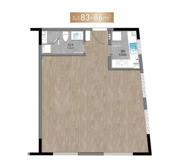  1室1厅1卫 83-86㎡户型图