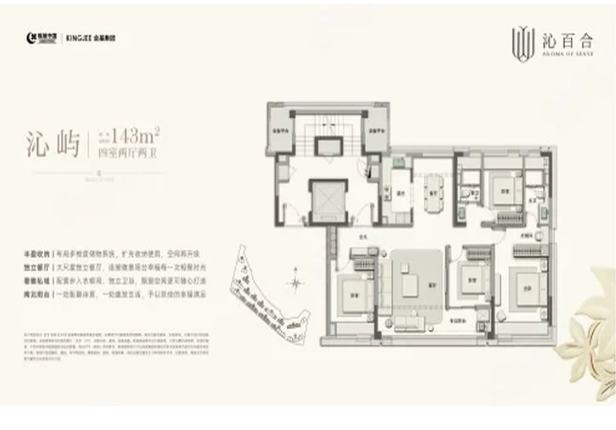  4室2厅2卫 143㎡户型图