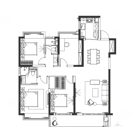  4室2厅2卫 143㎡户型图