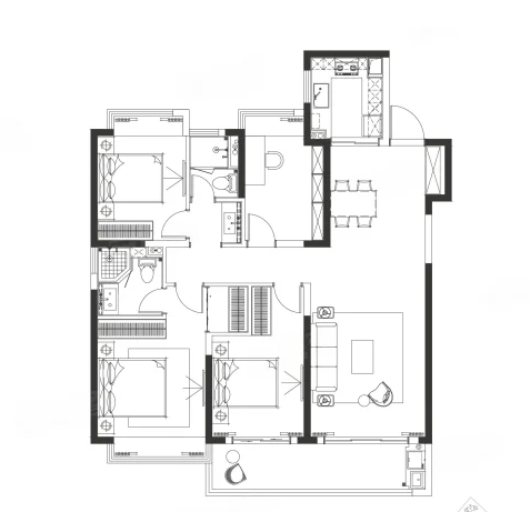  4室2厅2卫 137㎡户型图