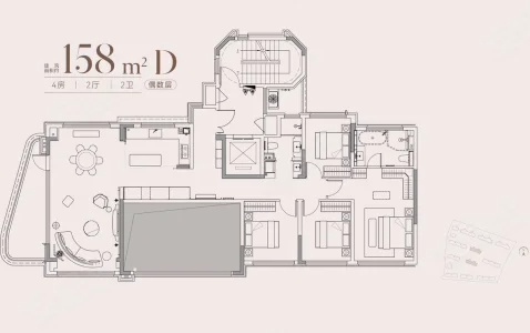  4室2厅2卫 158㎡户型图