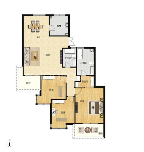  3室2厅3卫 147㎡户型图