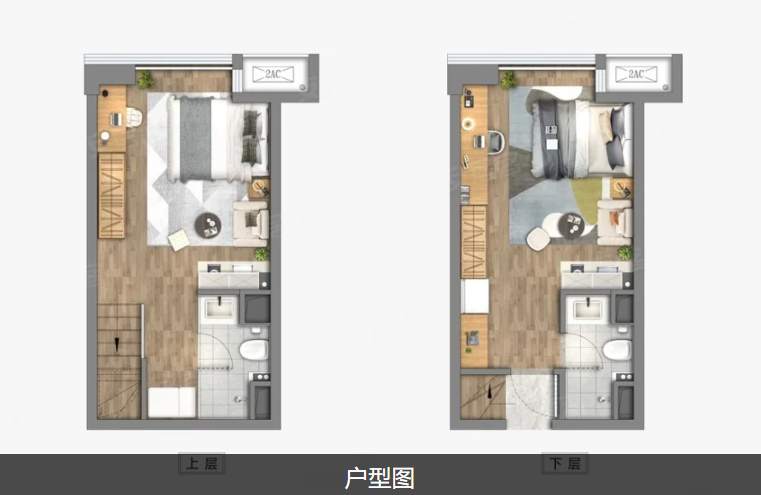 2室2厅2卫 35㎡户型图