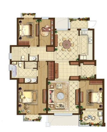  4室2厅2卫 145㎡户型图