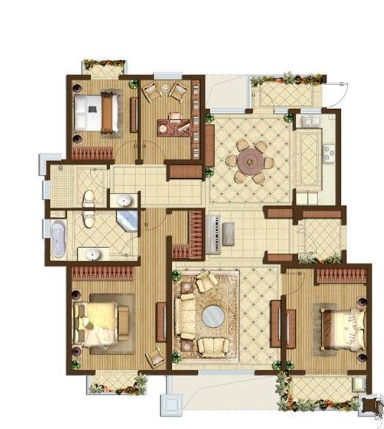  4室2厅2卫 165㎡户型图