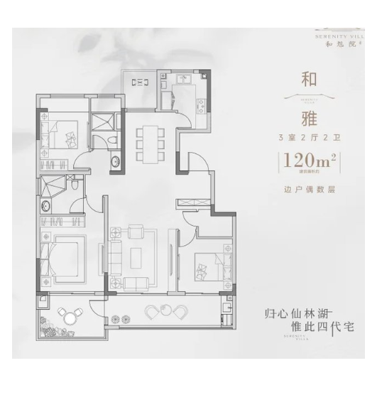  3室2厅2卫 120㎡户型图