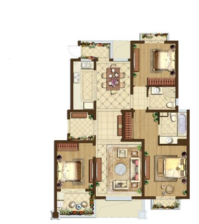  4室2厅2卫 126㎡户型图
