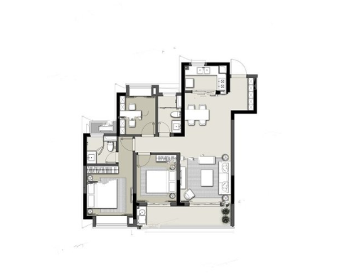  3室2厅2卫 109㎡户型图
