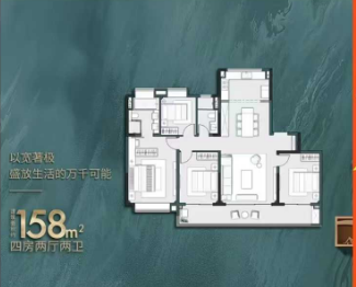  4室2厅2卫 158㎡户型图