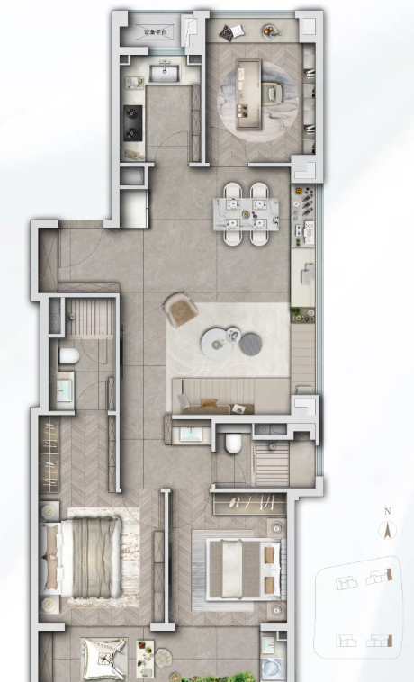  3室2厅2卫 112㎡户型图