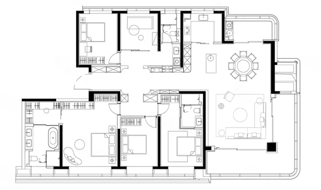  5室3厅2卫 258㎡户型图