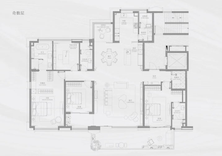  4室2厅3卫 270㎡户型图
