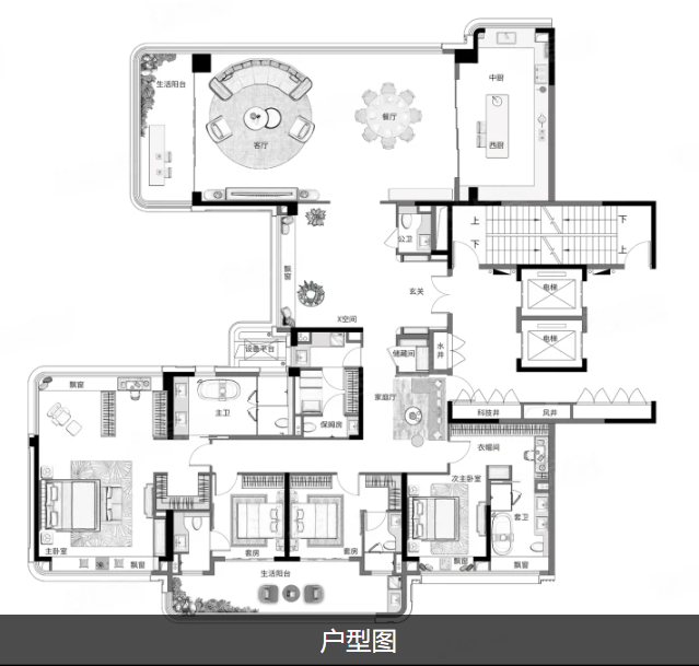  4室3厅6卫 385㎡户型图