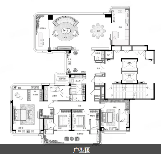  4室3厅6卫 345㎡户型图