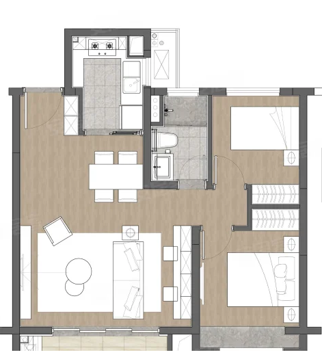  2室2厅1卫 81㎡户型图