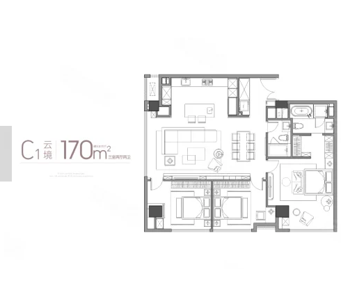  3室2厅2卫 170㎡户型图